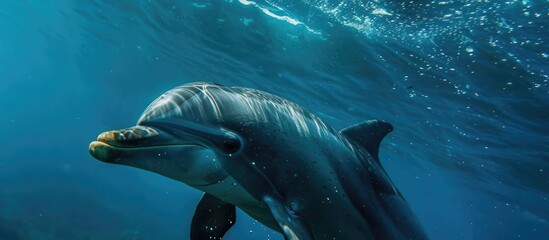 Dolphin in Sri Lanka's south swimming.