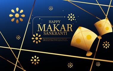 Creative Happy Makar Sankranti Festival Background Decorated with Kites, string for festival of India - 702979980