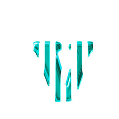 White symbol with thin turquoise vertical straps. letter v