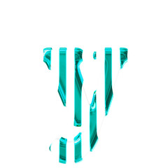 White symbol with thin turquoise vertical straps. letter y
