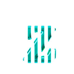 White symbol with thin turquoise vertical straps. letter z