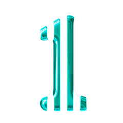 White symbol with thin turquoise vertical straps. number 1