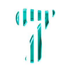 White symbol with thin turquoise vertical straps. number 7