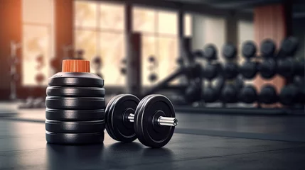 Foto op Aluminium Fitness sport nutrition on gym background