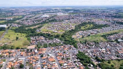 Aerial view of the city of Hortolândia and Sumaré, in São Paulo, Brazil.