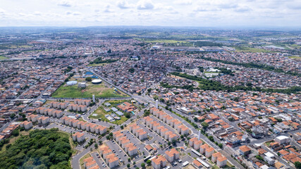 Fototapeta na wymiar Aerial view of the city of Hortolândia and Sumaré, in São Paulo, Brazil.