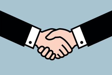 Handshake icon. Symbol of business, trust, contract or agreement. The ritual of a transaction or purchase, a greeting or farewell. A gesture of gratitude, congratulation or reconciliation. - obrazy, fototapety, plakaty