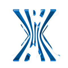 White symbol with blue thin straps. letter x