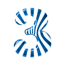 White symbol with blue thin straps. number 3