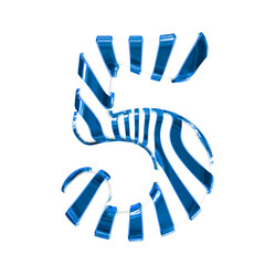 White symbol with blue thin straps. number 5