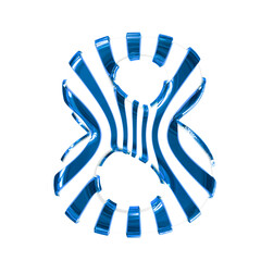 White symbol with blue thin straps. number 8
