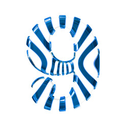 White symbol with blue thin straps. number 9