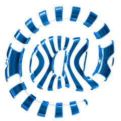 White symbol with blue thin straps