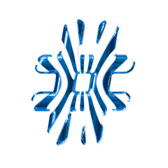 White symbol with blue thin straps