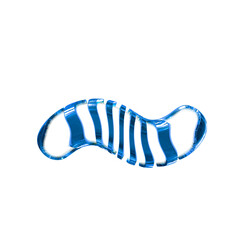 White symbol with blue thin straps