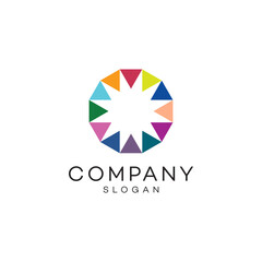Obraz premium Colorful star round circle globe world logo design timeless emblem brand identity logotype abstract minimalist monogram typography vector logo