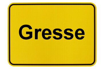 Illustration eines Ortsschildes der Gemeinde Gresse in Mecklenburg-Vorpommern