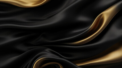 black gold satin textile, silk, texture background