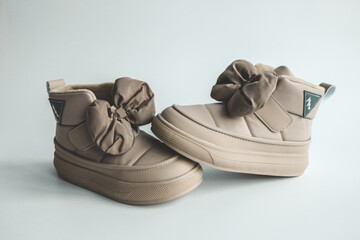 Fashionable boots on a girl close-up