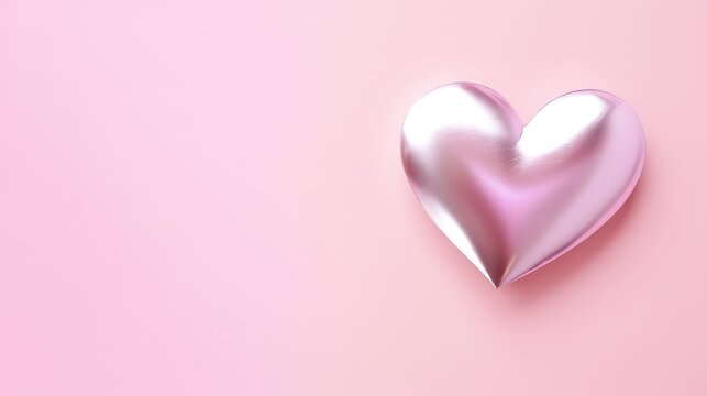 Mother's day background. Silver heart on pink background.