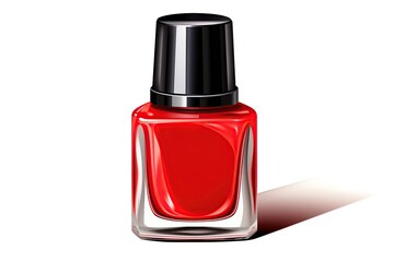 Illustration of bottle of red nail polish on white background