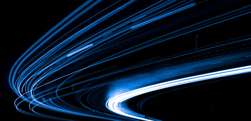 Night road lights. Lights of moving cars at night. long exposure © Remigiusz Góra