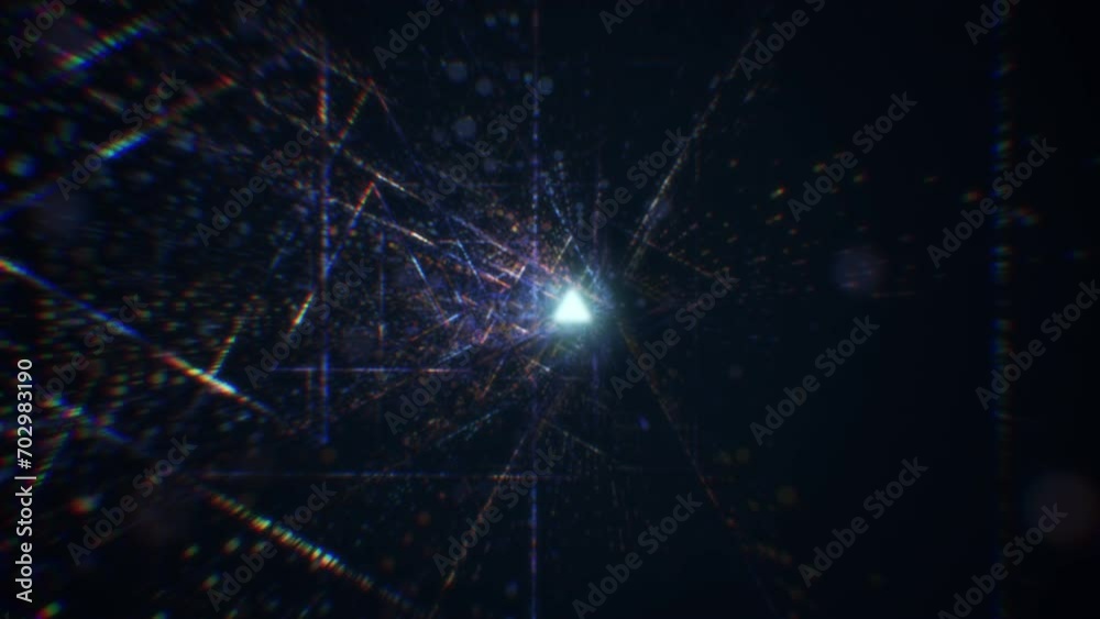 Wall mural abstract digital tunnel in cyberspace consisting of particles. virtual space consisting of a bright 