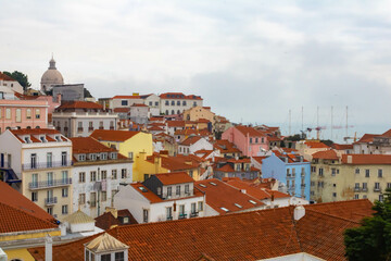 Alfama viewpoint, Miradour of Santa Luzia in Lisbon, Portugal