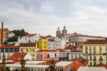 Fototapeta na wymiar Alfama viewpoint, Miradour of Santa Luzia in Lisbon, Portugal