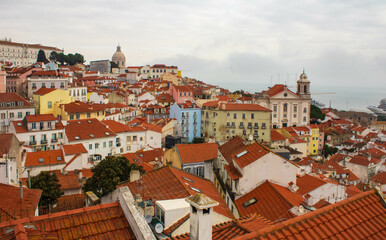 Obraz premium Alfama viewpoint, Miradour of Santa Luzia in Lisbon, Portugal