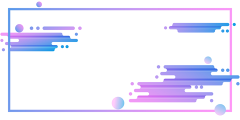 Frame with lilac and blue streamlined abstract shapes and dots on transparent background for web design, presentation design, social media, posters, covers, print products