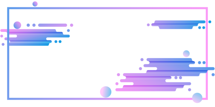 Frame with lilac and blue streamlined abstract shapes and dots on transparent background for web design, presentation design, social media, posters, covers, print products