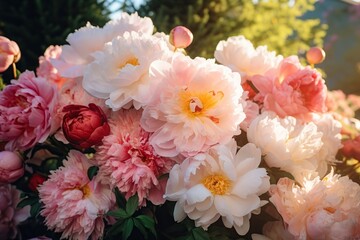 Bouquet of beautiful peony flowers