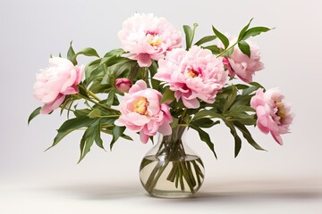 Bouquet of pink peony flowers in vase