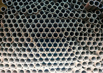 round profile iron pipes displayed on the shelf