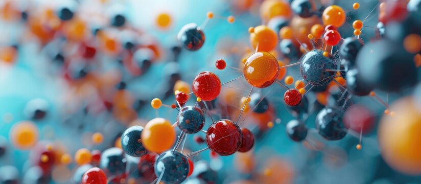 Coenzyme Q10 structure on blue background. Skin care and cosmetics. 3D Render.