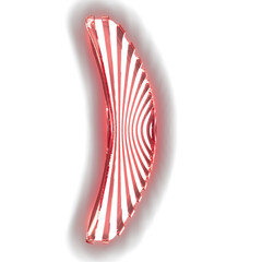 White symbol with ultra thin red luminous vertical straps