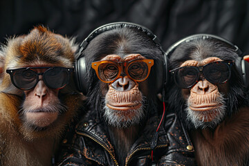 Coole Affen mit Kopfhörer
