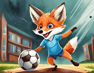 cute little fiend fox everyday life – is playing soccer