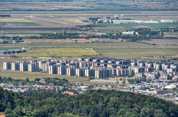 Aerial view from Tampa mountain with a new apartment building complex near Brasov