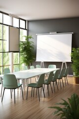 Interior of modern office or classroom with Flipchart