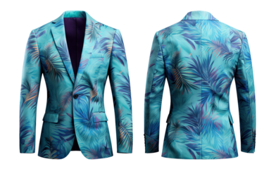 Vibrant suit with motley pattern, mock up set, cut out