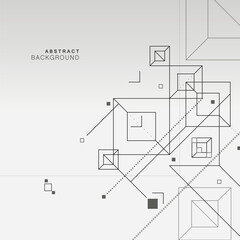 Vector background with geometric elements. Connect simple design with abstract technology. Lines and dots and square and triangle