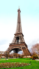 Champ de Mars gardens with Eiffel tower Paris
