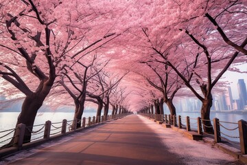 Naklejka premium Sakura alley in the park