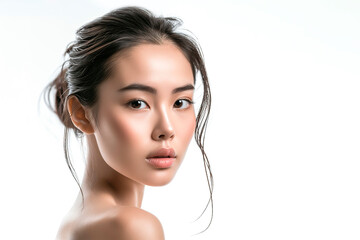 Portrait of beautiful attractive asian girl. Face care, Facial treatment, Cosmetology concept