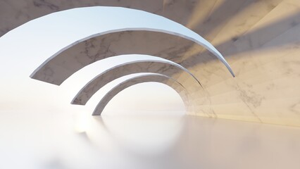 Obraz premium Architecture background arched interior 3d render