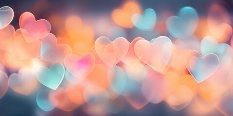 Galand of heart shaped lights with bokeh background. Saint valentine background - Powered by Adobe