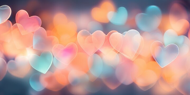Fototapeta Galand of heart shaped lights with bokeh background. Saint valentine background