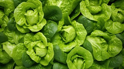 Obraz premium a close up of a bunch of lettuce growing in a garden or a farm field with lots of green leafy lettuce.